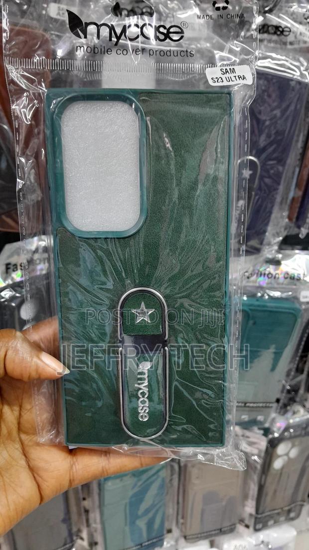 Chars Silicone Plus Leather Case for Samsung Galaxy S23 Ultra -Green