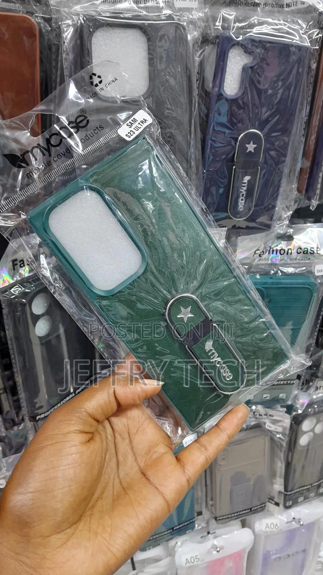 Chars Silicone Plus Leather Case for Samsung Galaxy S23 Ultra -Green