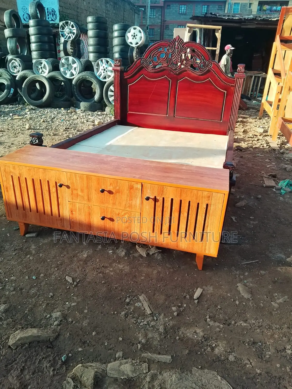 5x6 Bed + Tv Stand + 2 Storage Boxes - Free Delivery