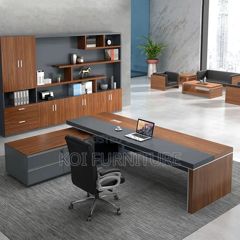 Office Desk : 1.8m Modern L-Shaped Executive Office Table