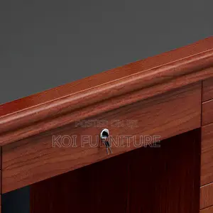 Office Desk : 1.4m Wooden Executive Desk With Dark Mahogany Finish