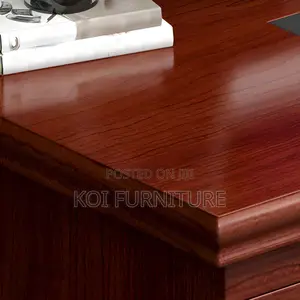 Office Desk : 1.4m Wooden Executive Desk With Dark Mahogany Finish
