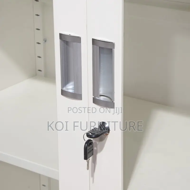 Office Cabinet; 2 Doors Gray Cabinet With Front Glass