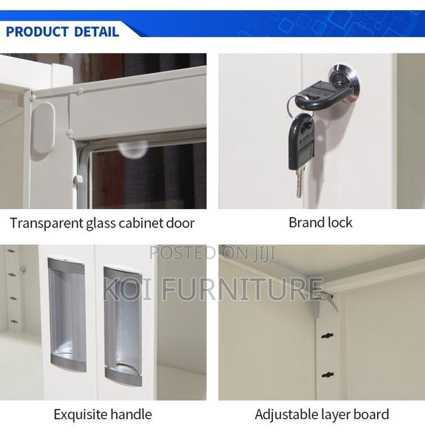 Office Cabinet; 2 Doors Gray Cabinet With Front Glass - thumbnail 3