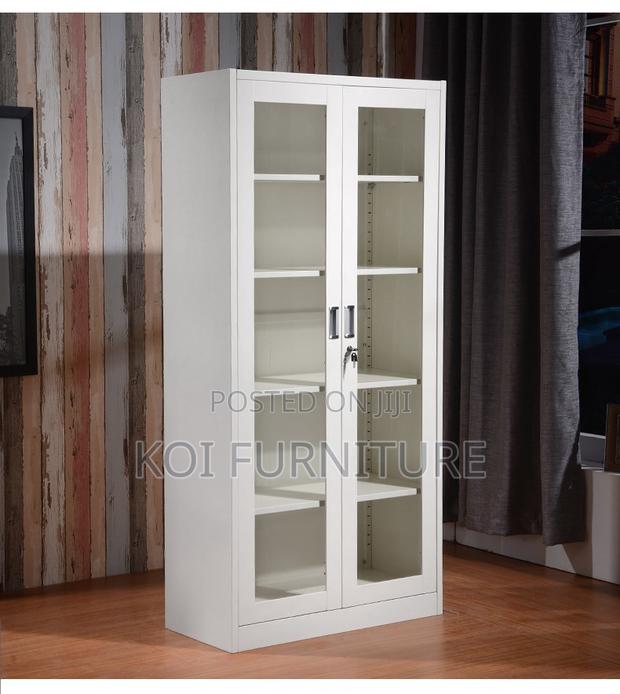 Office Cabinet; 2 Doors Gray Cabinet With Front Glass - thumbnail 5