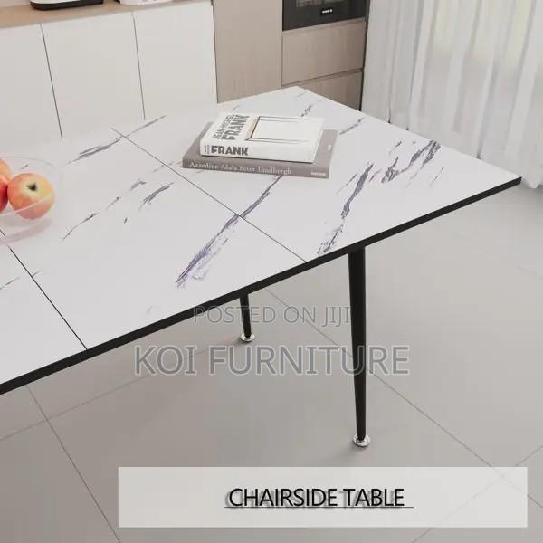 Dining Set; Four Seaters Marble Surface Dining Table -Leather Seats - thumbnail 2