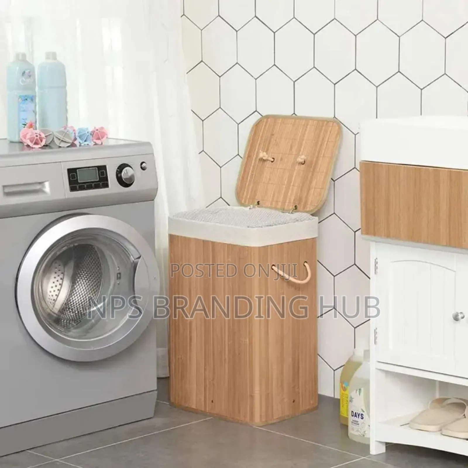 Foldable Bamboo Wooden Basket 50*30*40cm Eh