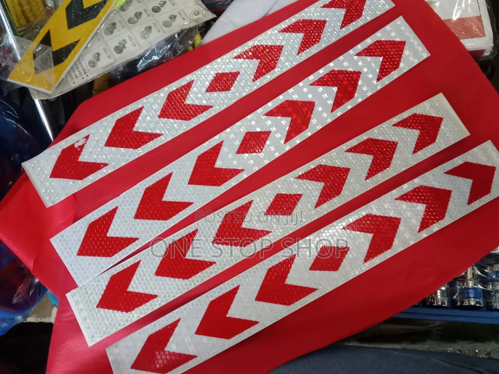 4pcs Warning Red White Stripes Reflectors Stickers