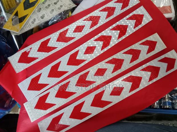 4pcs Warning Red White Stripes Reflectors Stickers - main view