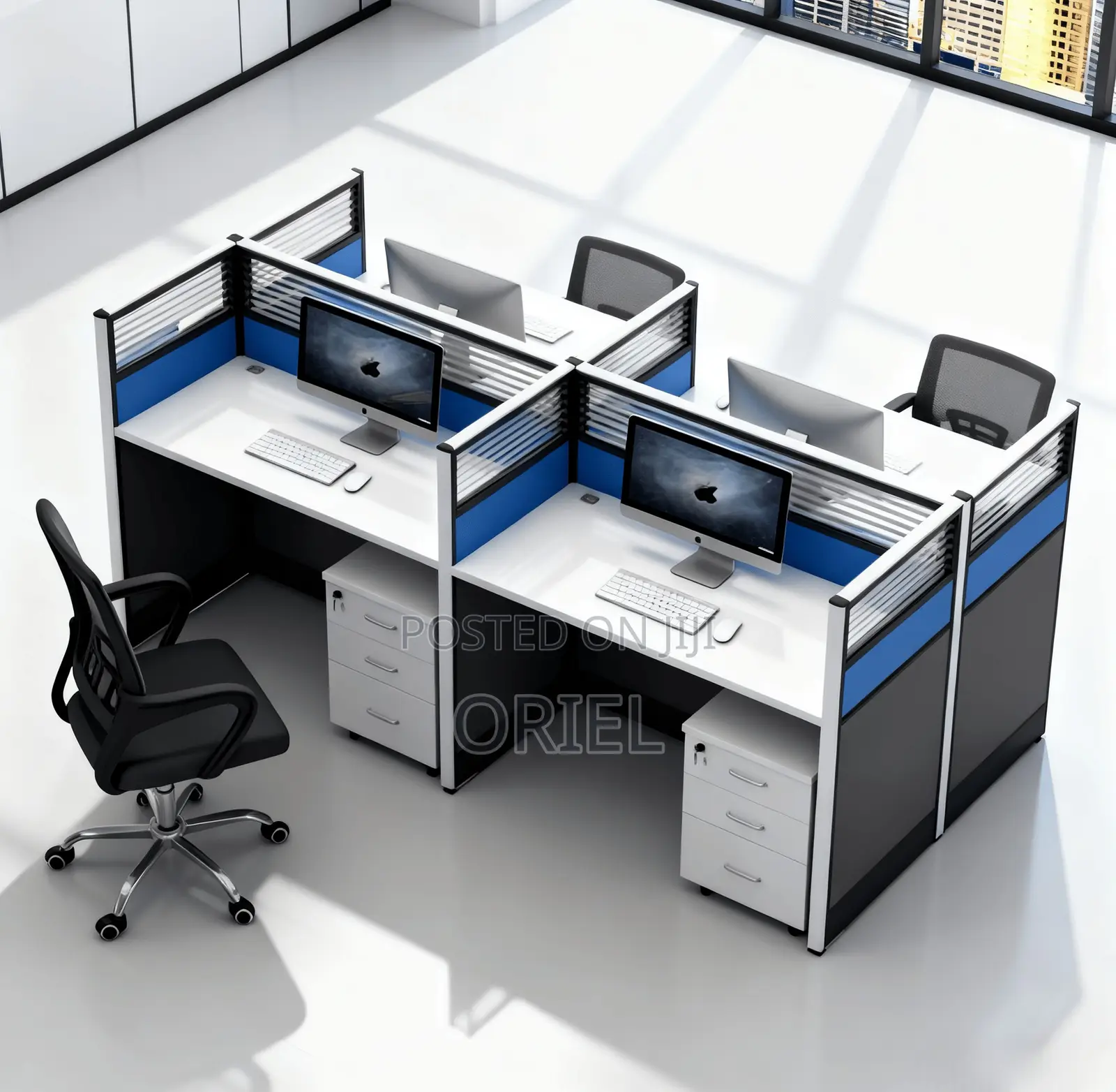 Office Workstations: Quad Executive Staff Workstation Desk