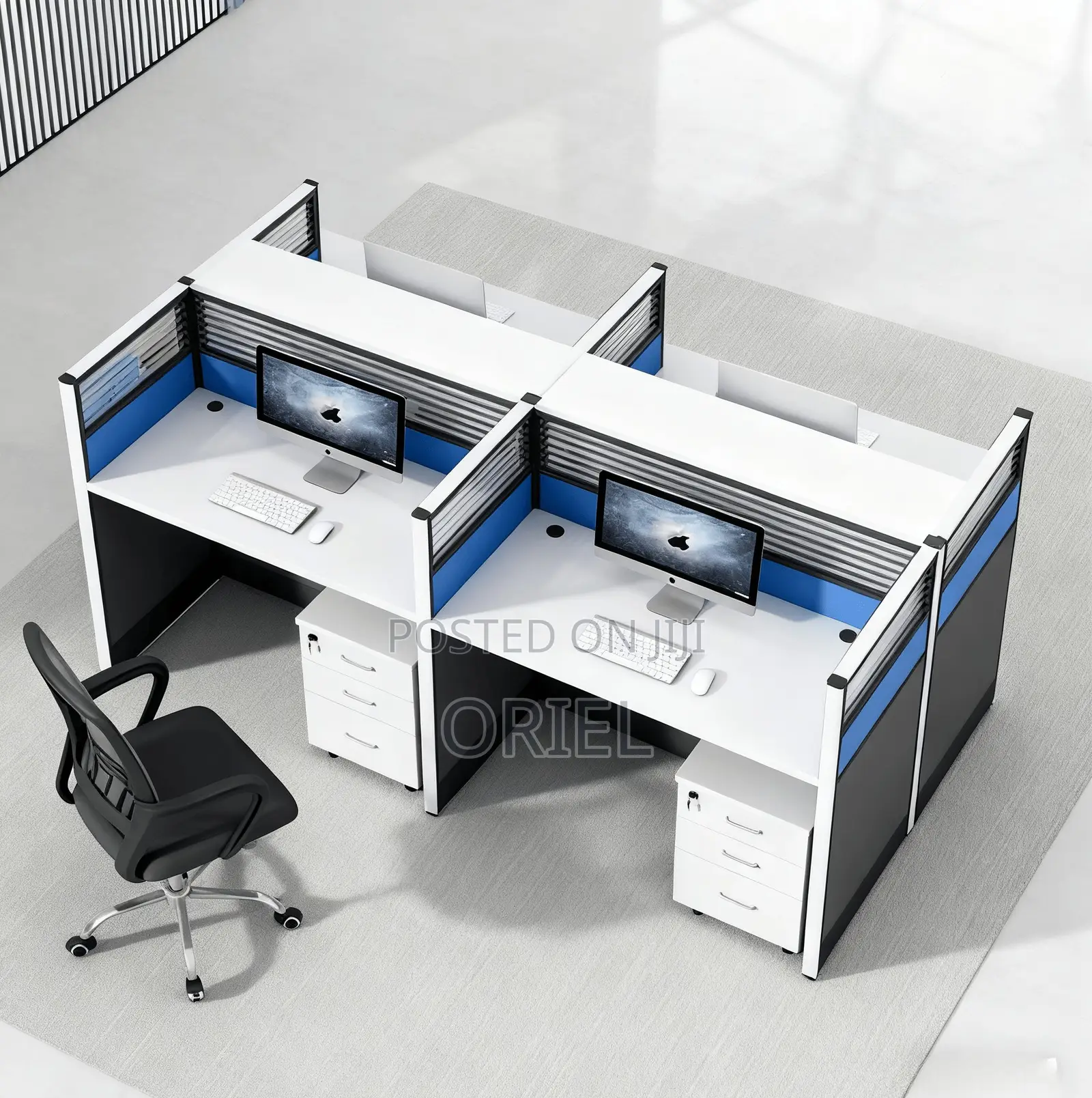 Office Workstations: Quad Executive Staff Workstation Desk
