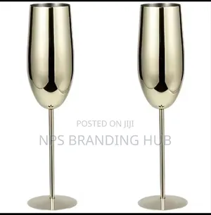 A Pair Of Gold Stainless Steel Wine Glass Eh