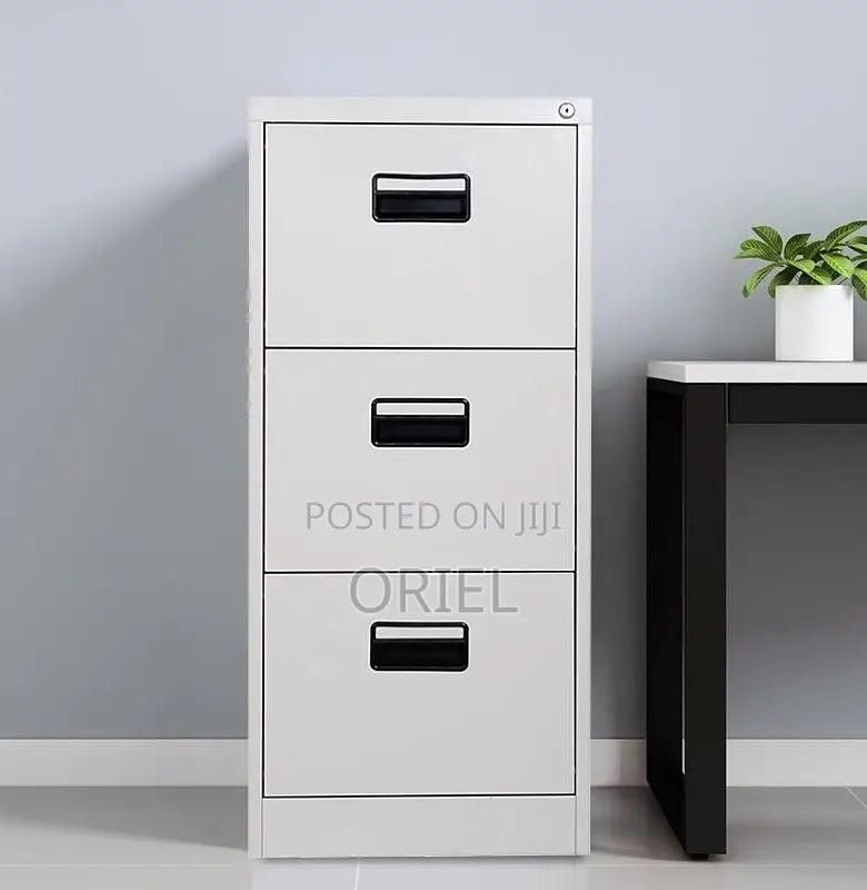 Filing Cabinet: Office Document Storage 3-Drawer Steel Cabinet