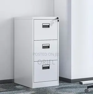 Filing Cabinet: Office Document Storage 3-Drawer Steel Cabinet