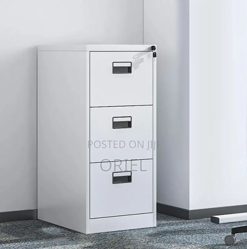 Filing Cabinet: Office Document Storage 3-Drawer Steel Cabinet