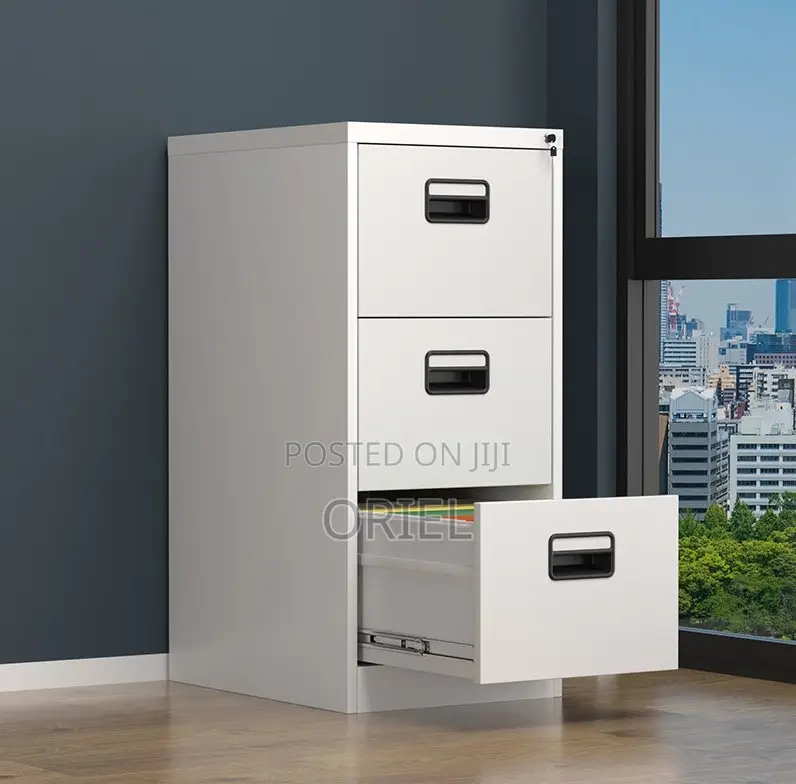 Filing Cabinet: Office Document Storage 3-Drawer Steel Cabinet