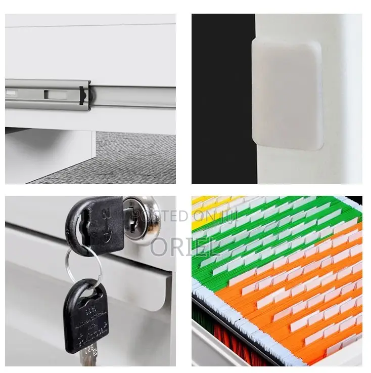 Filing Cabinet: Office Document Storage 3-Drawer Steel Cabinet