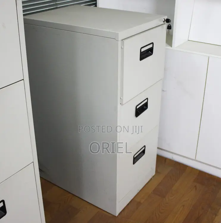 Filing Cabinet: Office Document Storage 3-Drawer Steel Cabinet