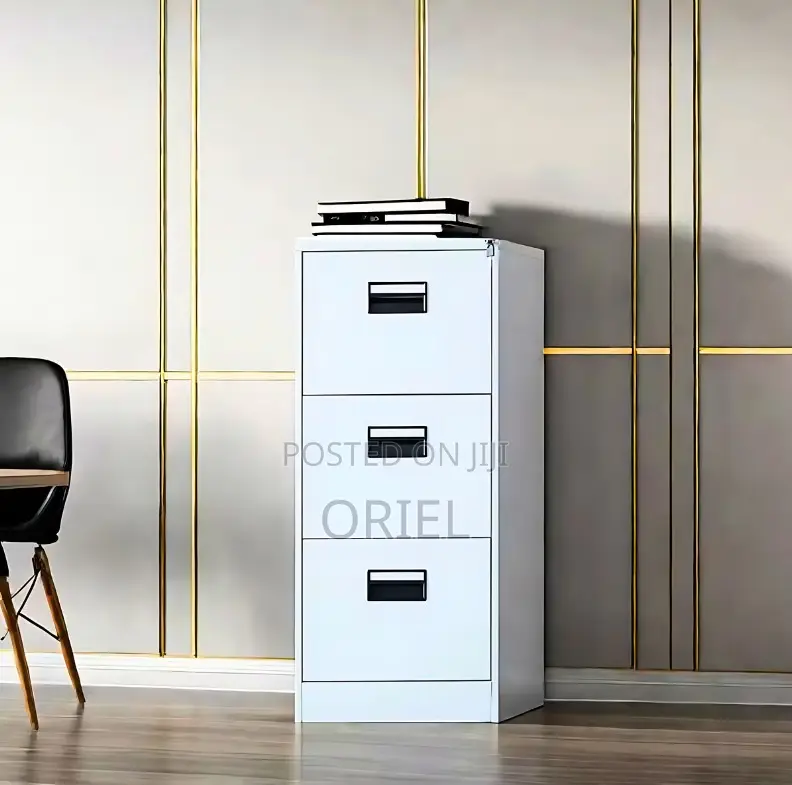 Filing Cabinet: Office Document Storage 3-Drawer Steel Cabinet