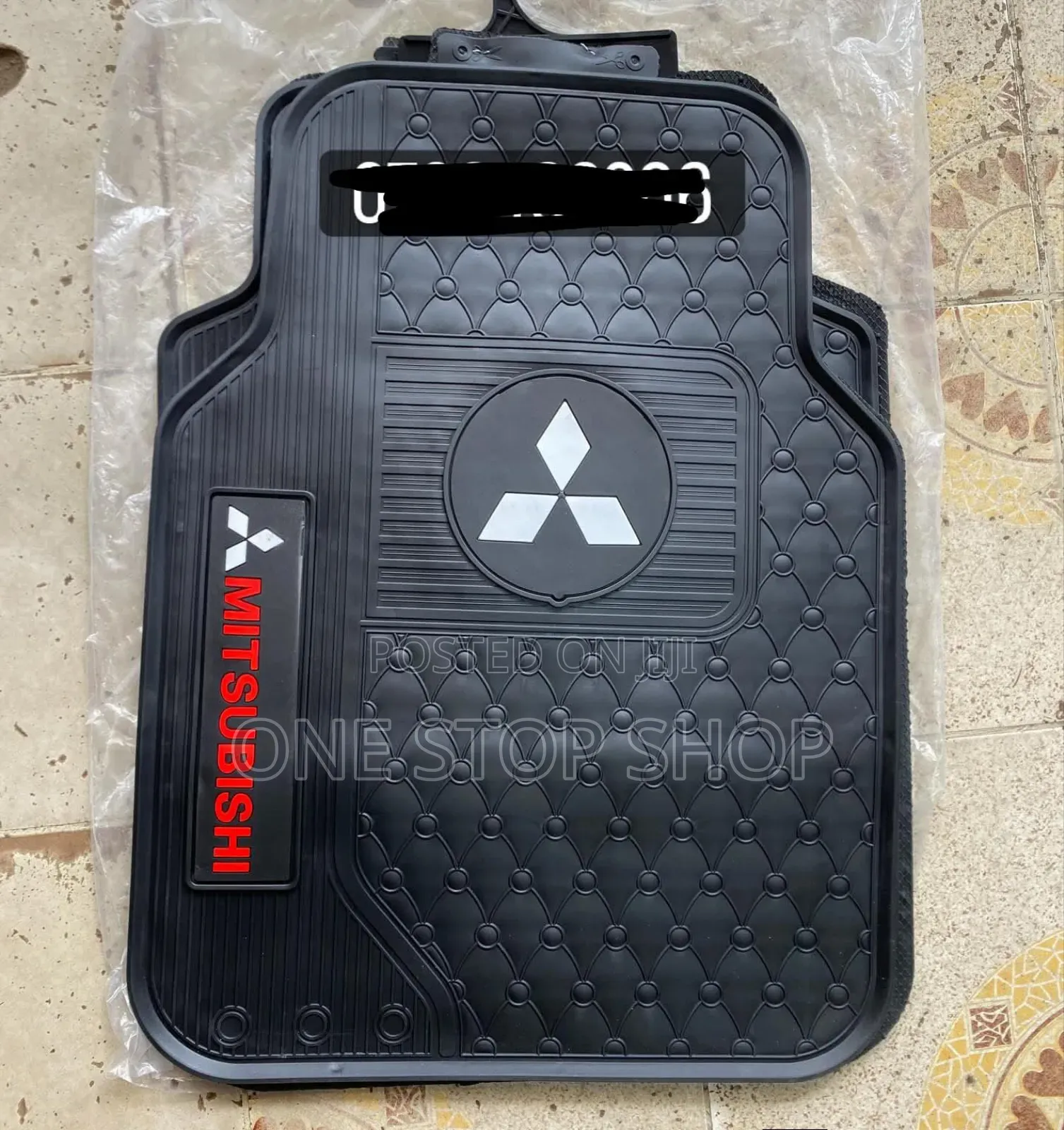 Mitsubishi White Logo Carpet Rubber Mats