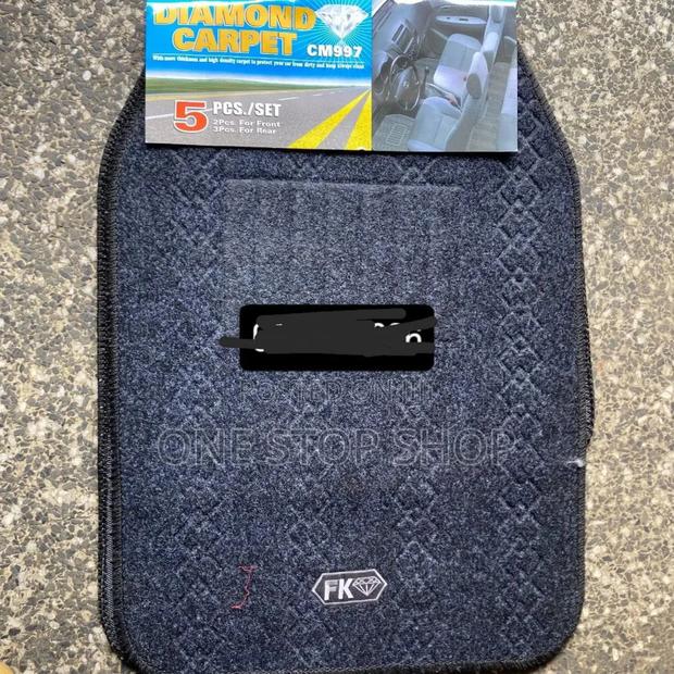 5pc Wollen Fabric Nonslip Carpet Black Mats - main view