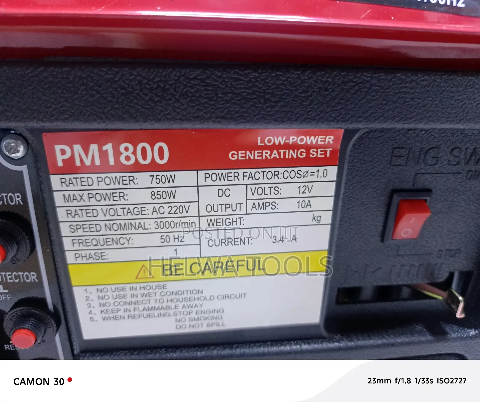 Gasoline Power Generator, 850 Watts