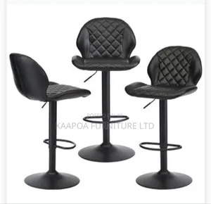 High-Back Bar Stool - Black Diamond-Quilted
