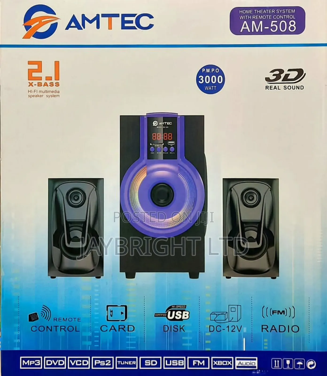 Amtec Am-508 2.1ch Bluetooth Hifi Speaker 8000w,Remote Control