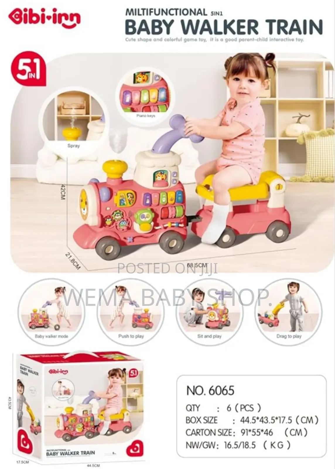 5-in-1 Baby Walker Train Toy
