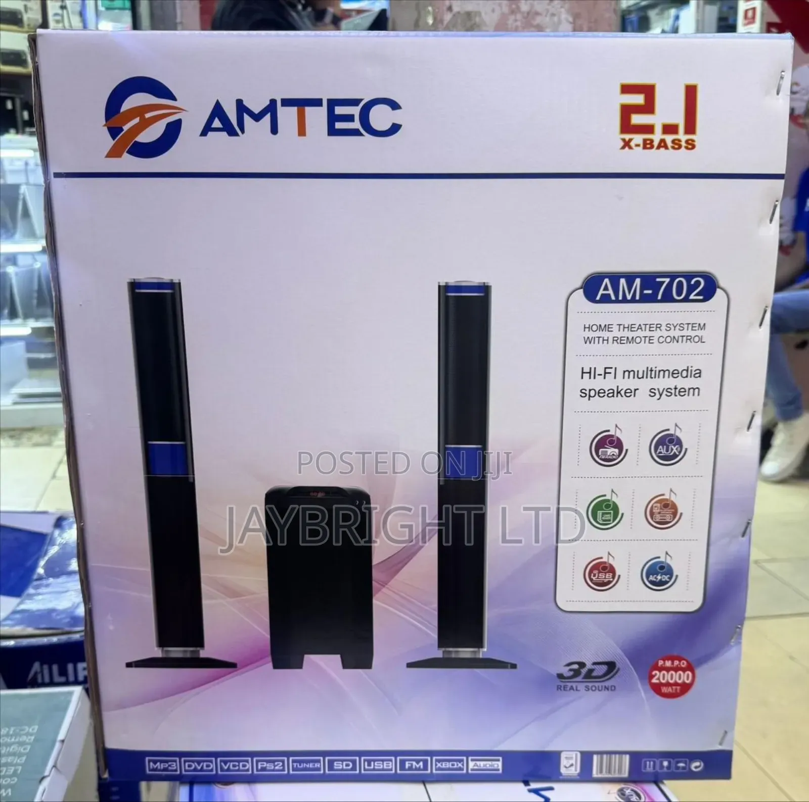 Amtec Am-702 20000w Multimedia System 2.1ch Fm/Sd/Bt/Usb (1 Yr Wrty)
