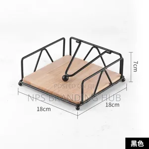 Napkin/ Serviette Holder With Bamboo Wood Base Eh