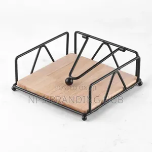 Napkin/ Serviette Holder With Bamboo Wood Base Eh