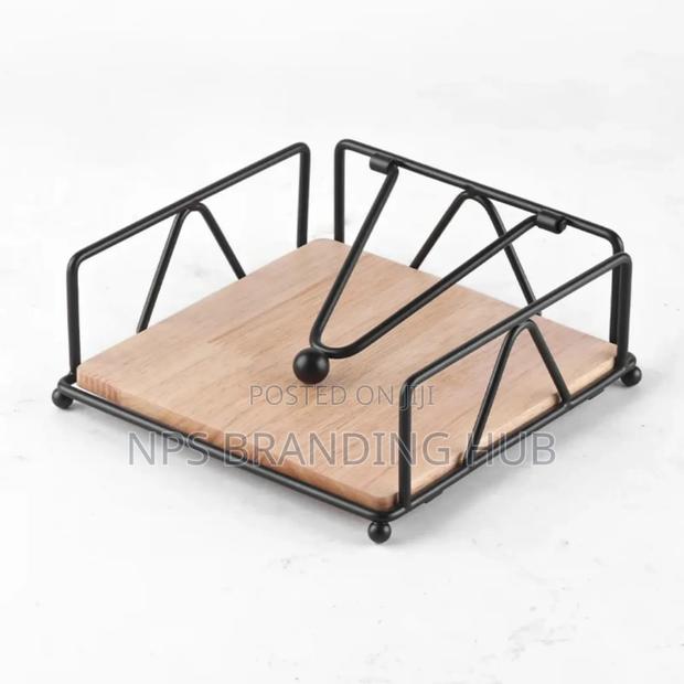 Napkin/ Serviette Holder With Bamboo Wood Base Eh - thumbnail 3