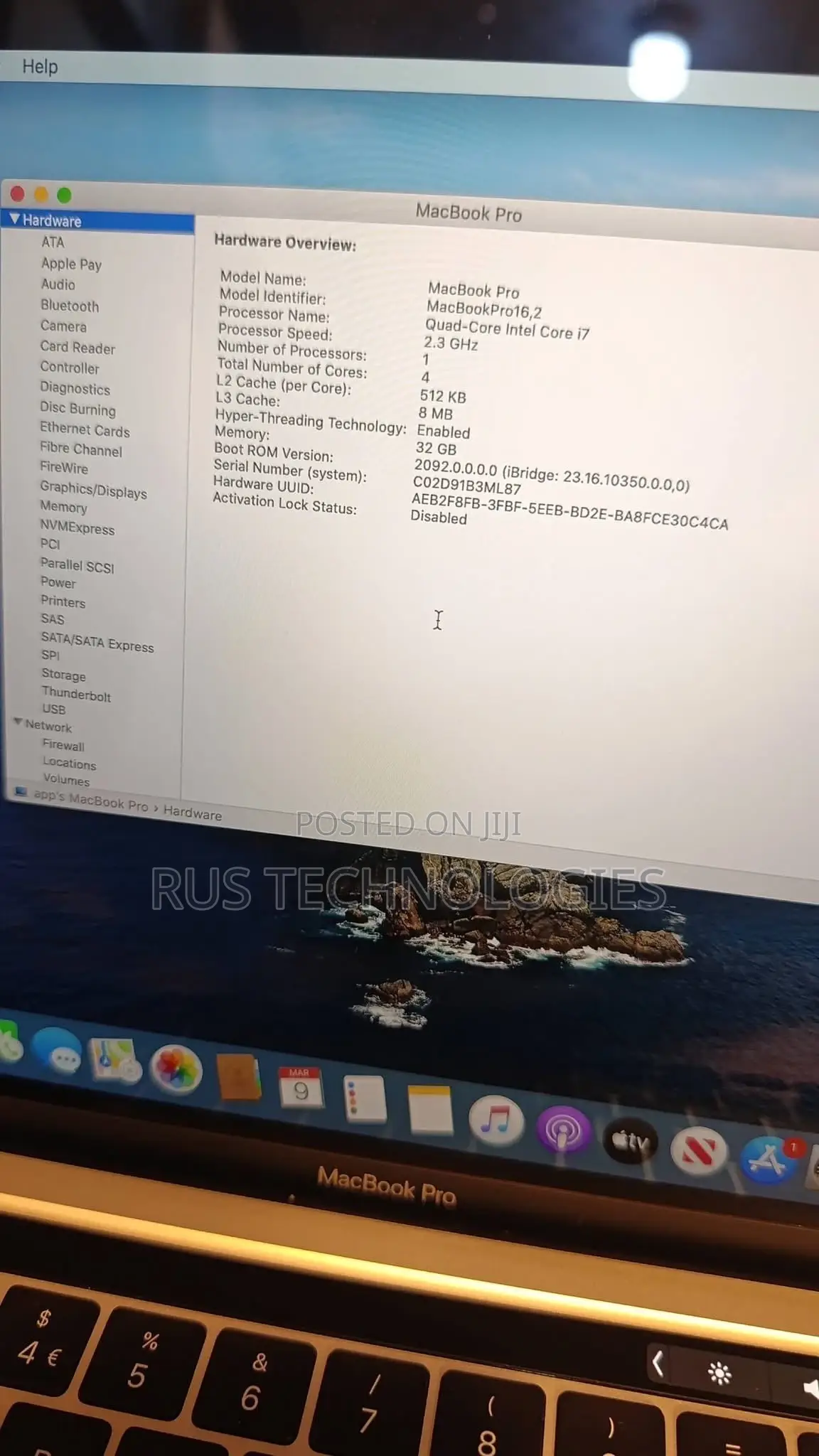 Laptop Apple MacBook Pro 2020 32GB Intel Core i7 SSD 512GB