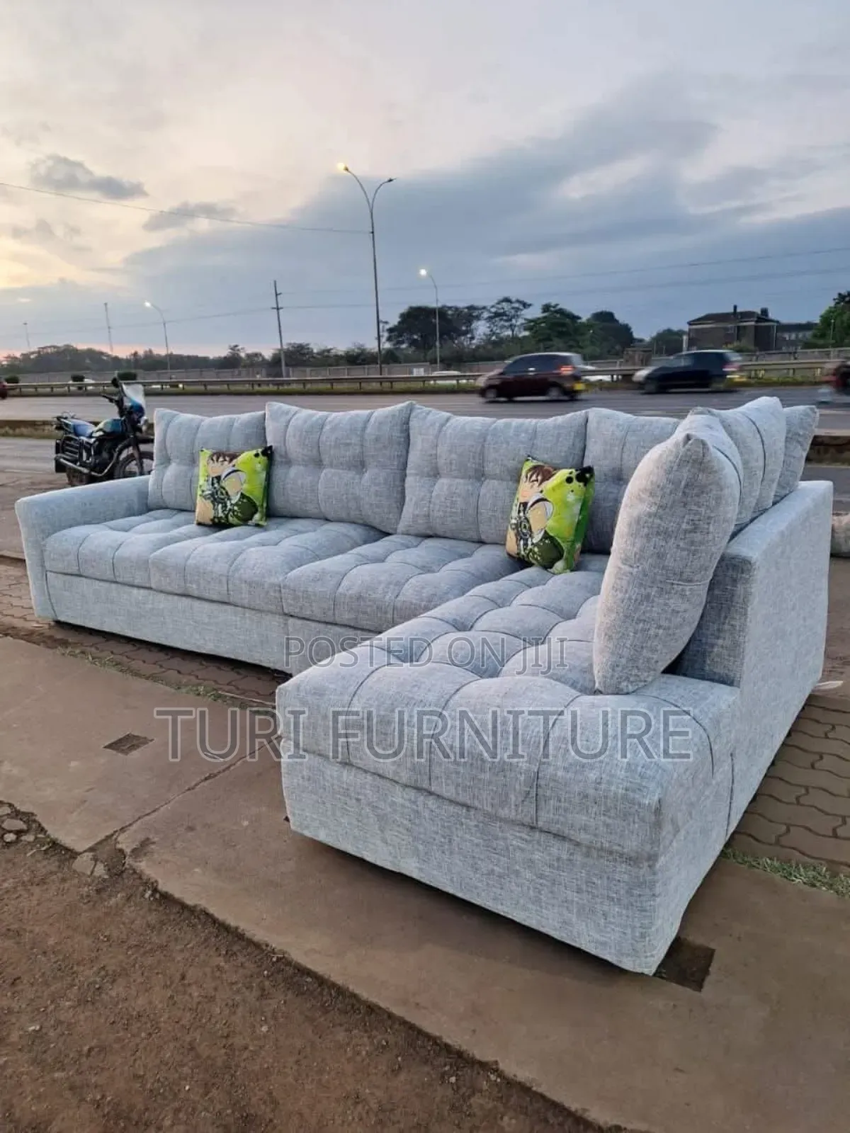 Lshape 7seater With Spring Cushion