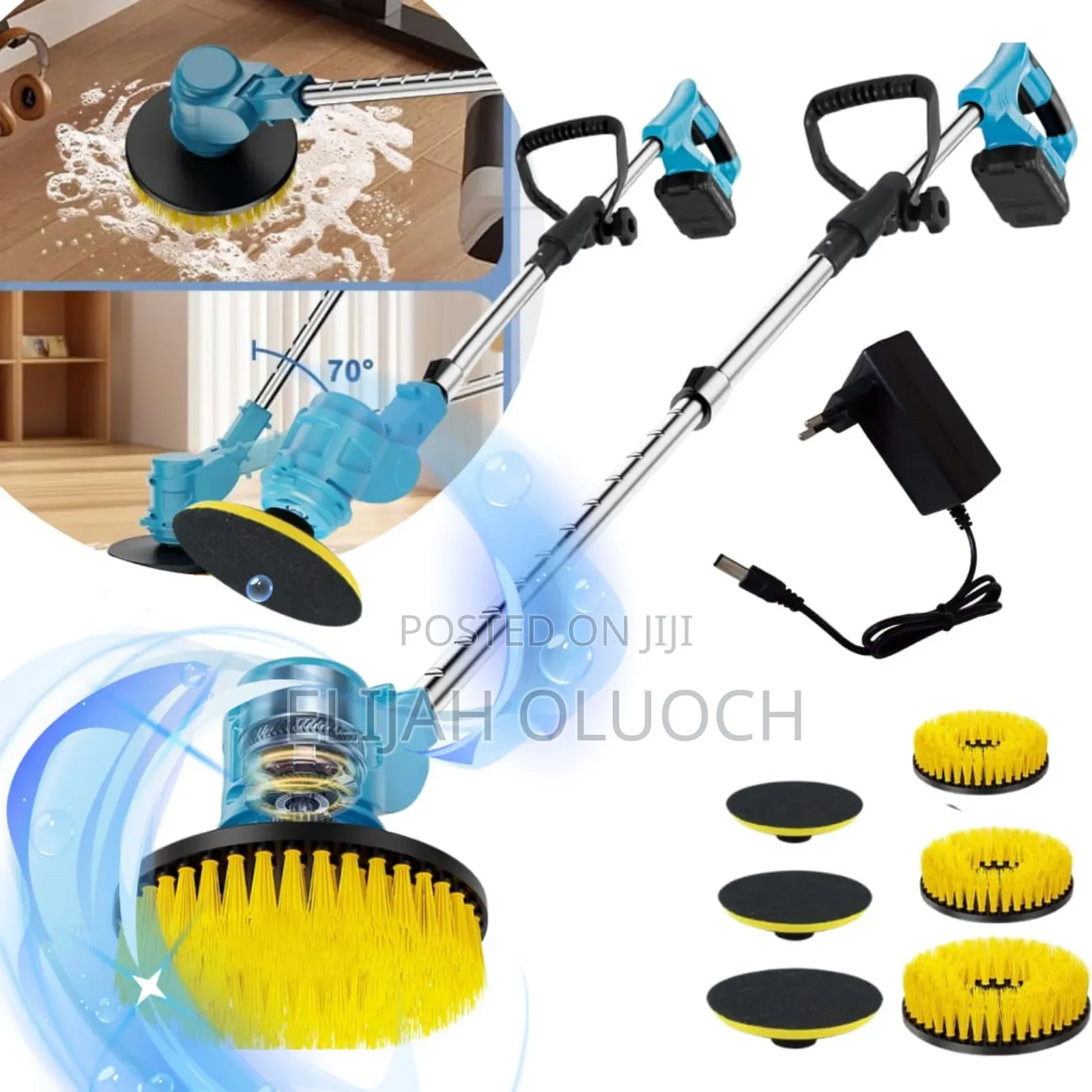 High Power Heavy Duty Rechargeable 3in1  Electric Spin Scrubber