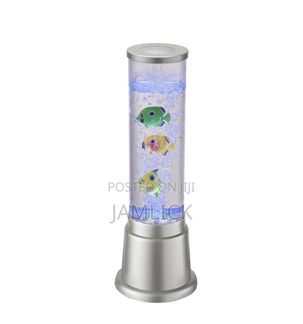 38cm Led Bubble Aquarium Column Lamp With Colour Changing Fish - Hk