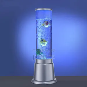 38cm Led Bubble Aquarium Column Lamp With Colour Changing Fish - Hk