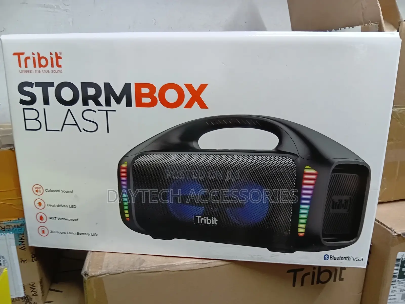 The Tribit Stormbox Blast Powerful Portable Bluetooth Speaker.