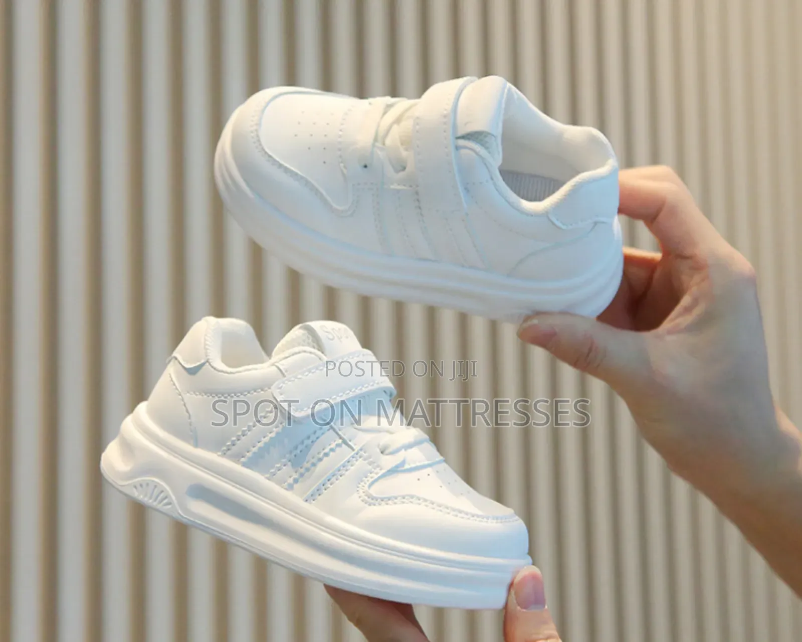 Kids' Plain White Sneakers. Sizes 21-38. Delivery Services Available.