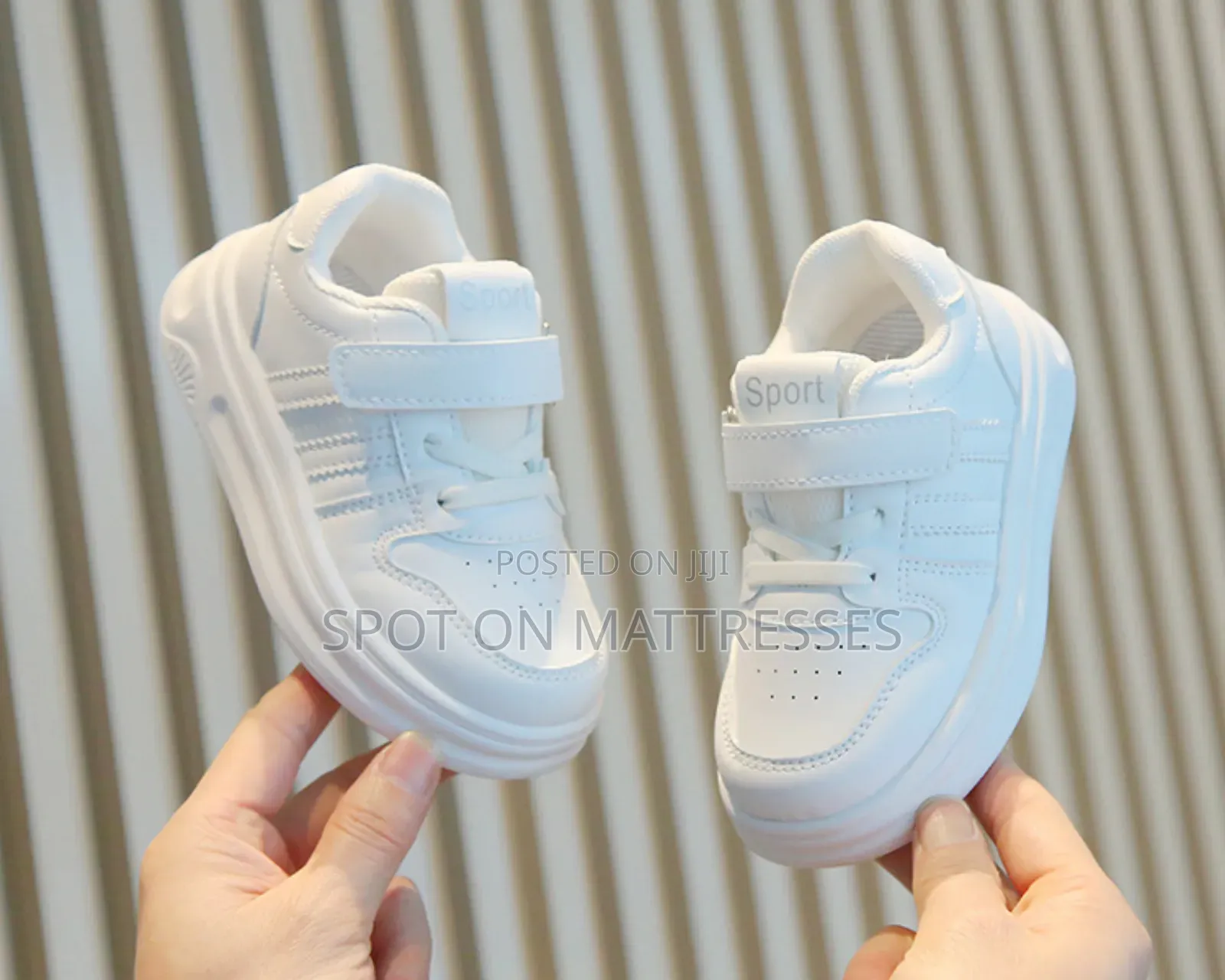Kids' Plain White Sneakers. Sizes 21-38. Delivery Services Available.