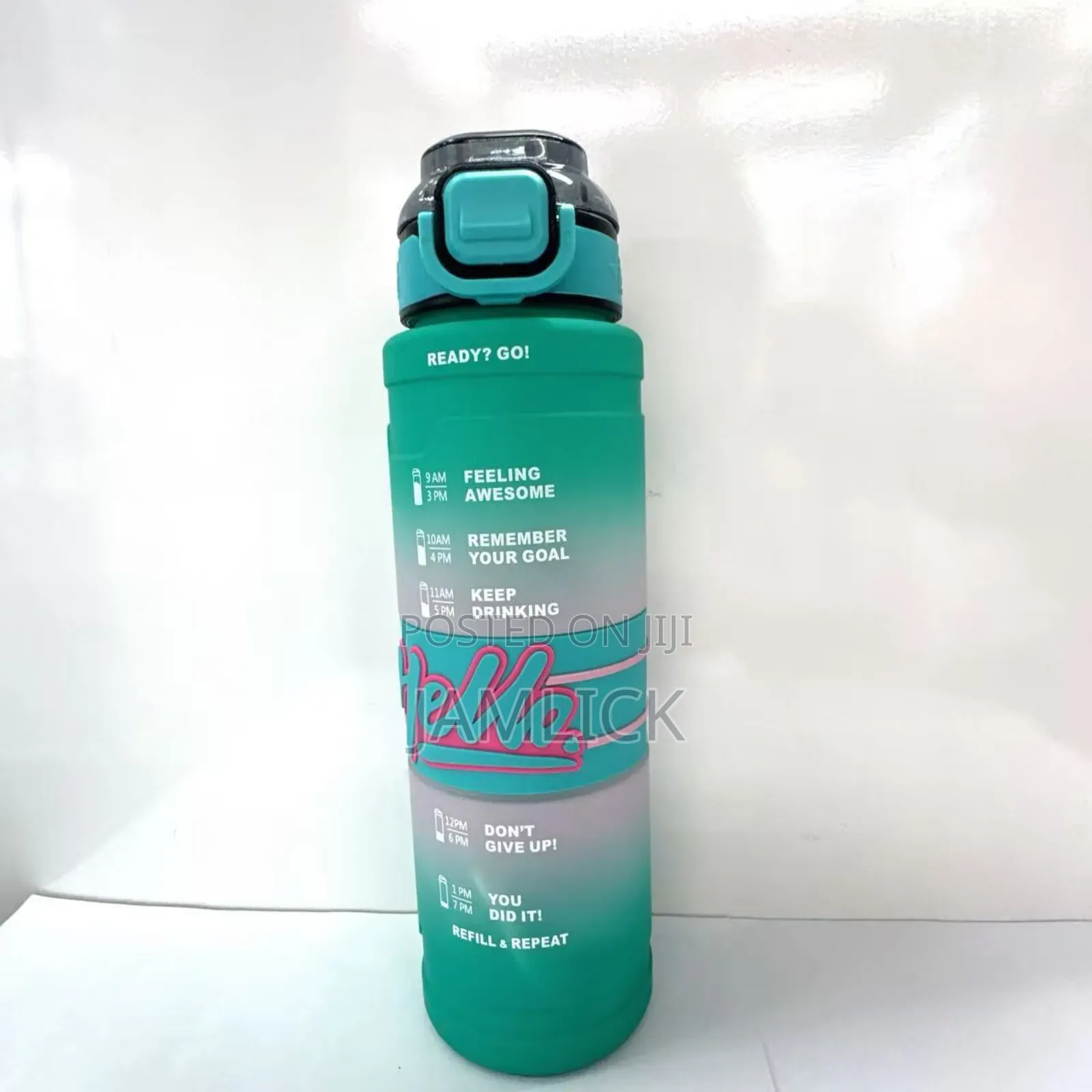 1000ml Hello Leakproof Water Bottle With Straw Time Marker – Hk
