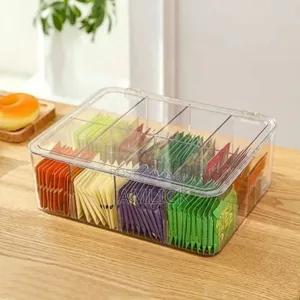Acrylic Tea Bag Organizer With Cover Compartment Divider - Ev