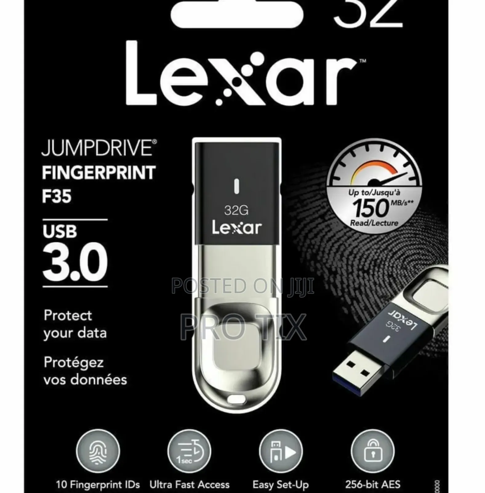 Lexar 32gb Fingerprint F35 Usb 3.0 Flash Drive