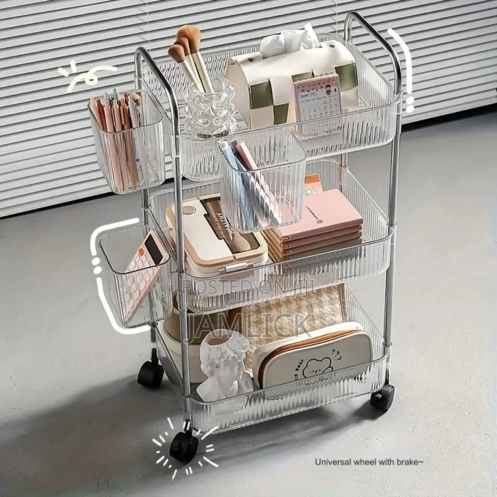 3-Layer Plastic Multipurpose Cosmetic Organizer With Wheels – Ev