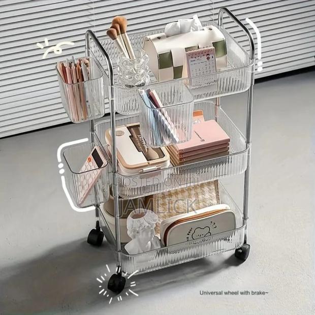 3-Layer Plastic Multipurpose Cosmetic Organizer With Wheels – Ev