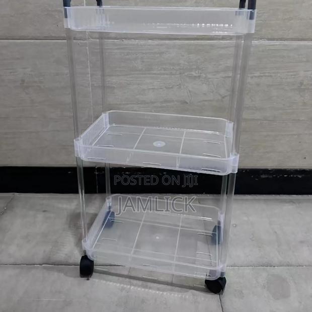 3-Layer Plastic Multipurpose Cosmetic Organizer With Wheels – Ev - thumbnail 2