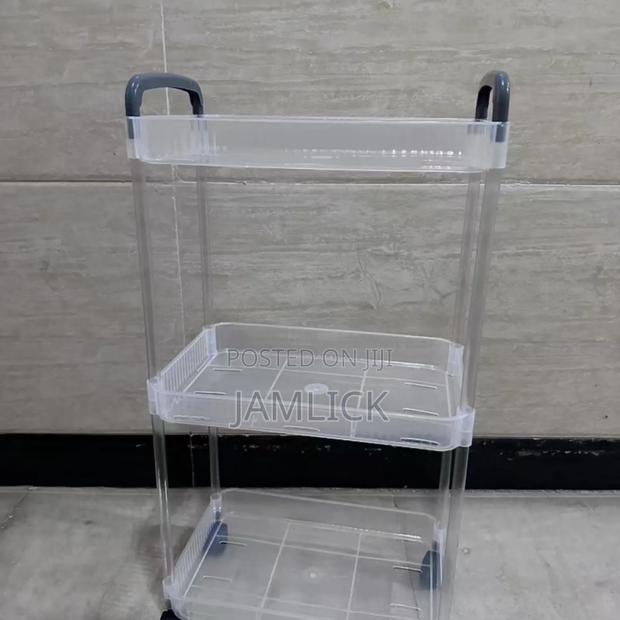 3-Layer Plastic Multipurpose Cosmetic Organizer With Wheels – Ev - thumbnail 3