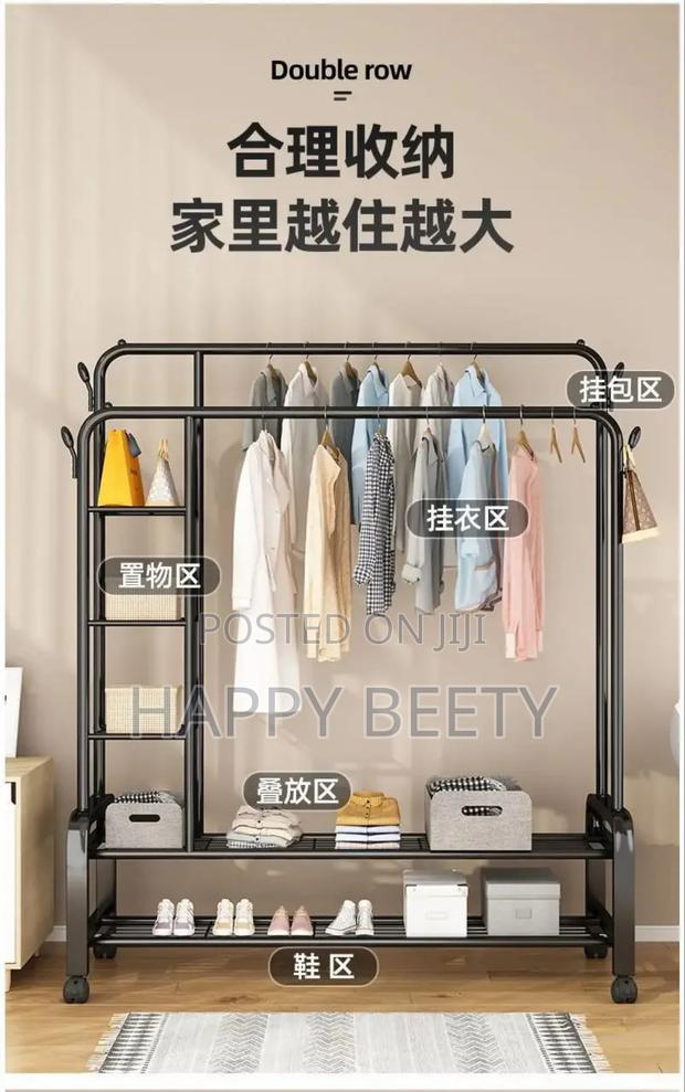 Multifunctional Cloth Rack With Side Storage Rack - thumbnail 2
