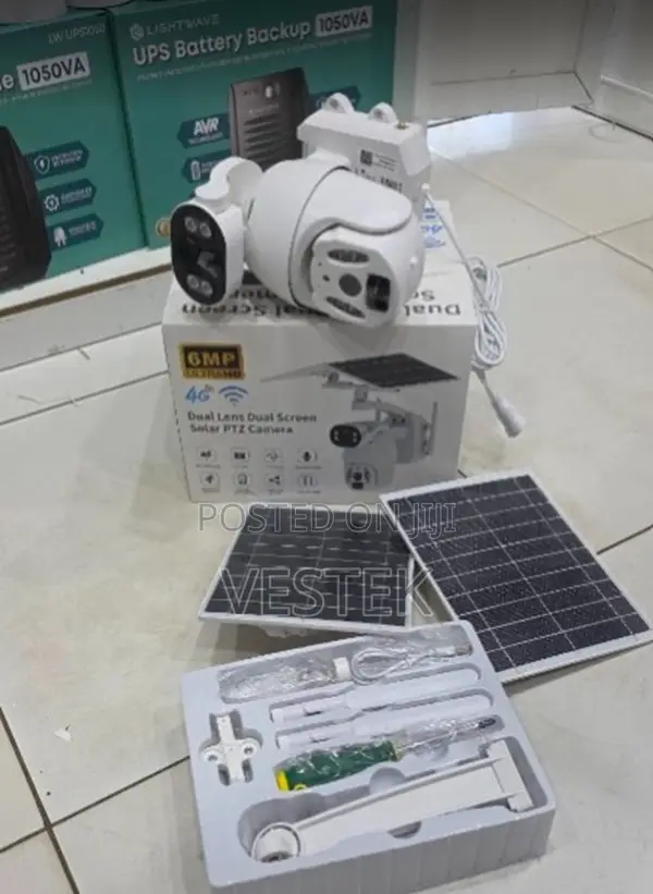 4g 6mp Ubox Dual Lens Dual Screen Solar PTZ Camera With Simcard Slot